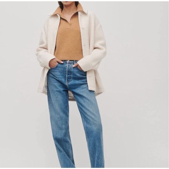 Reformation Cashmere Polo Jumper Pullover Sweater GUC Size Medium Camel Brown - Picture 2 of 10